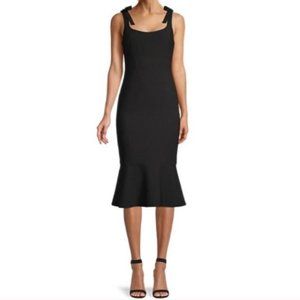 Likely Ellery Fluted Hem Midi Dress in Black size 6 NWT